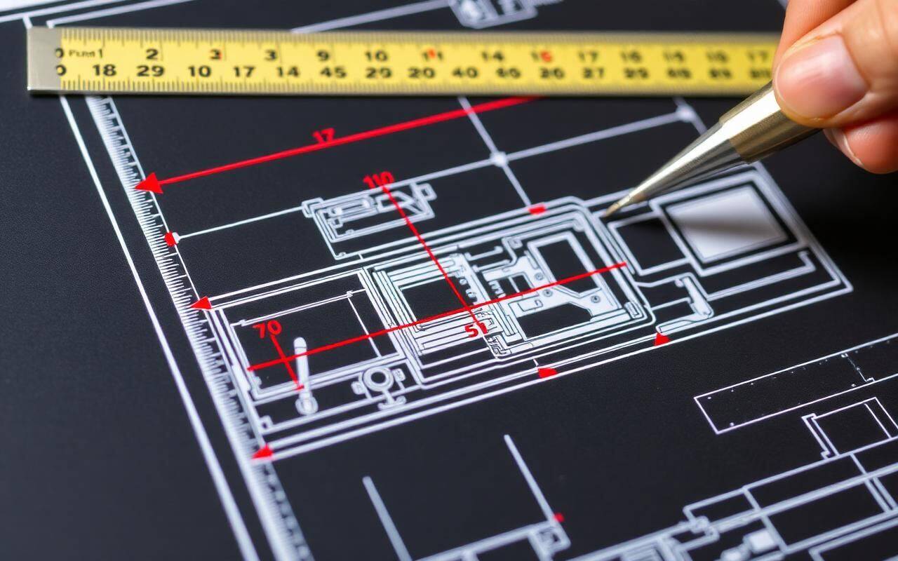 CAD drawing being cleaned with corrected dimensions, layers and annotations