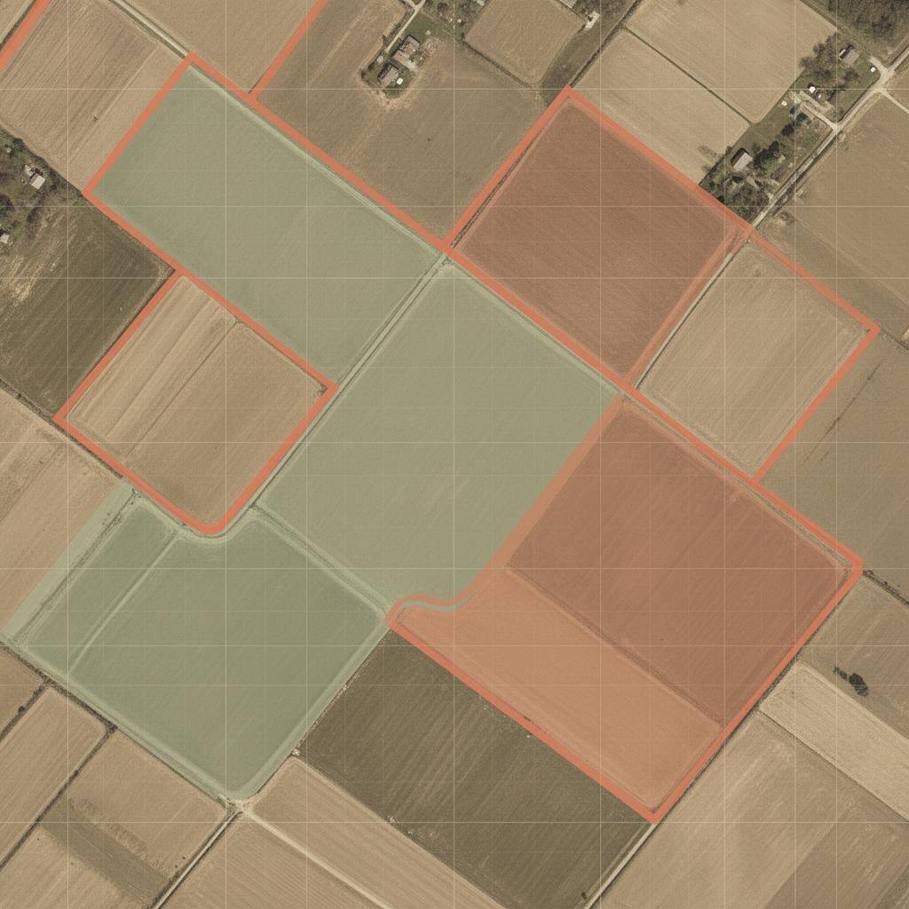 Google Maps satellite imagery traced and georeferenced into a CAD boundary drawing